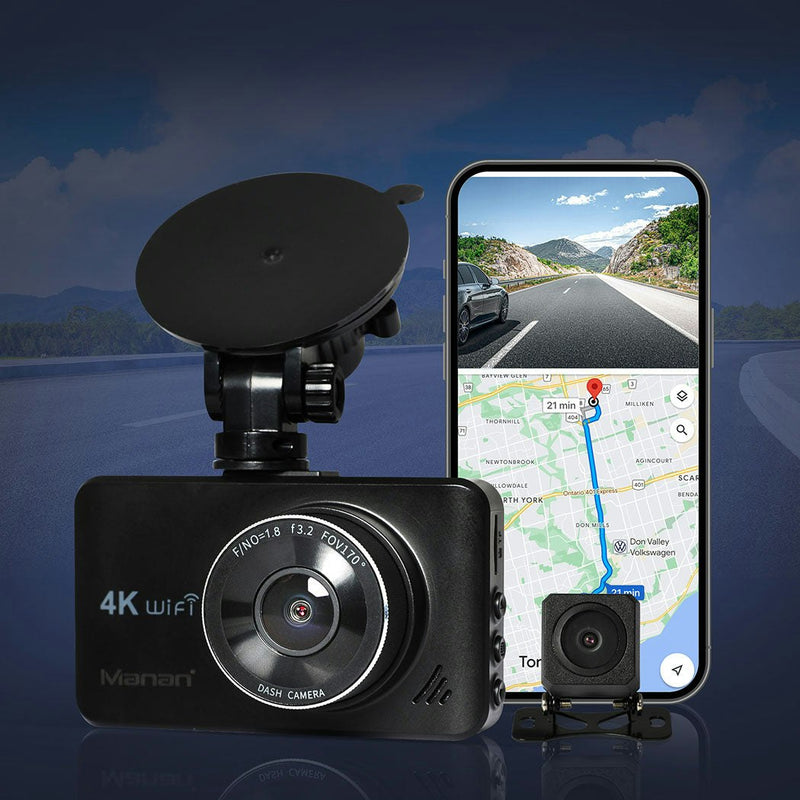 Dual Dash Camera Front Rear View Car Truck Bus Reversing Parking Wifi 4K GPS 64G