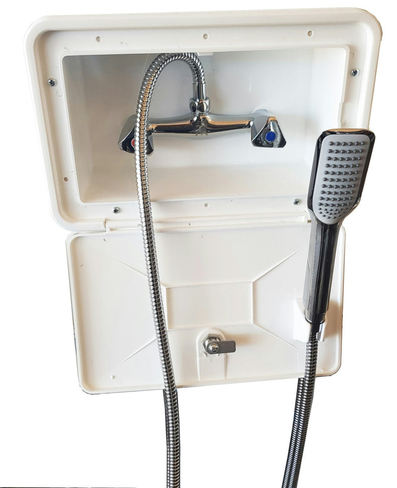 RV Flowmaster External Shower Box Watermarked - White