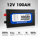 ATEMPOWER 100Ah 12V Slimline Lithium Battery LiFePO4 Deep Cycle Battery