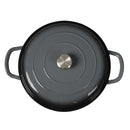 Toque 3.5L Cast Iron Pan Dutch Oven Enamel Casserole Pot Slow Cook Cooker Black