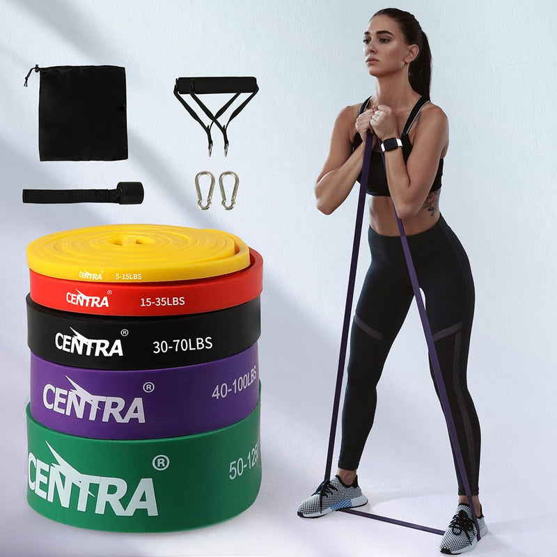 Centra Resistance Bands Heavy Duty Strength Fitness Exercise Loop Gym Yoga 11Pcs