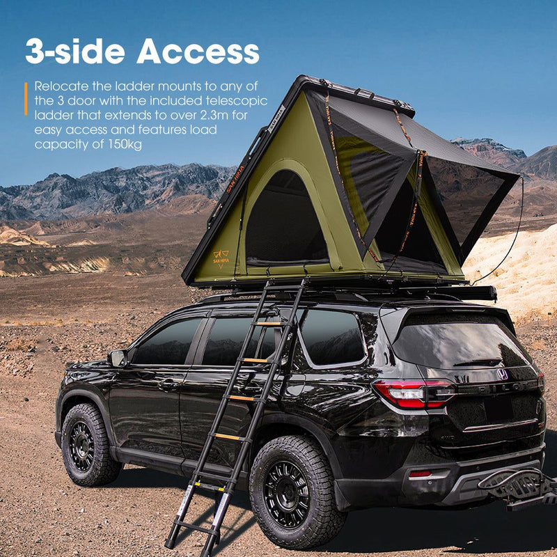 San Hima Kalbarri Lite Rooftop Tent Hardshell With Ladder & Rack Camping Olive