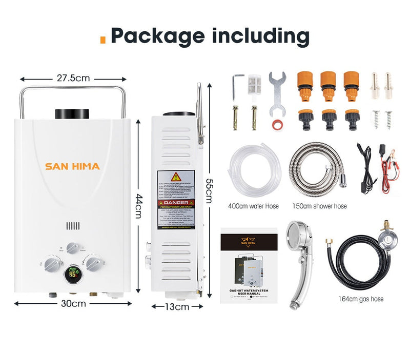 SAN HIMA Portable Gas Hot Water Heater System 8L