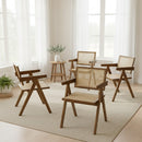 Levede 4x Armchair Dining Chair Wicker Wooden Chairs Rattan Accent Lounge Seat