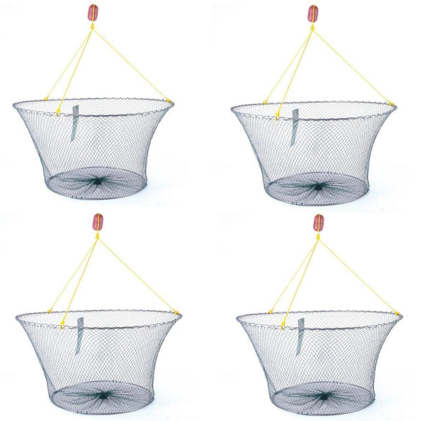 4 x Jarvis Walker Net Factory Double Ring Yabby Drop Nets with 1 Inch Mesh