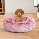 Pawz Pet Bed Cat Dog Donut Nest Calming Mat Soft Plush Kennel Pink M