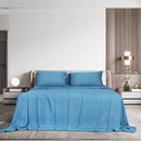 Dreamz Bamboo Sheet Set Fitted Pillowcase King Size Blue 4Pcs Set