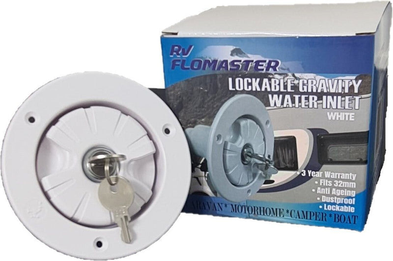 RV Flow masters Lockable Gravity Water Inlet - White