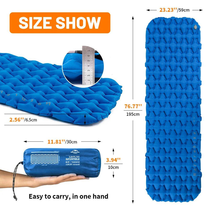 Inflatable Camping Mattress with Air Bag Blue