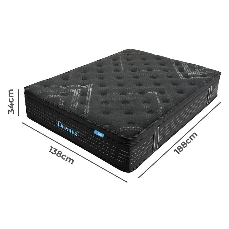 Dreamz Spring Mattress Bed Pocket Egg Crate Foam Medium Firm Double Size 34cm