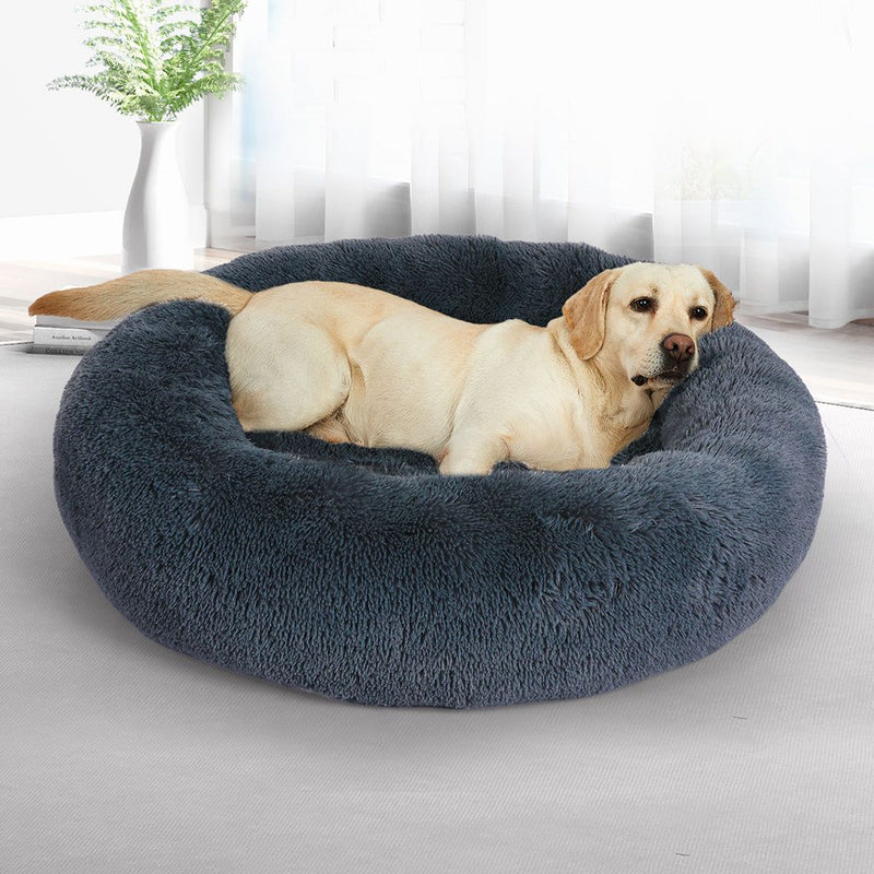 Pawz Pet Bed Cat Dog Donut Nest Calming Kennel Cave Deep Sleeping Dark Grey 3XL