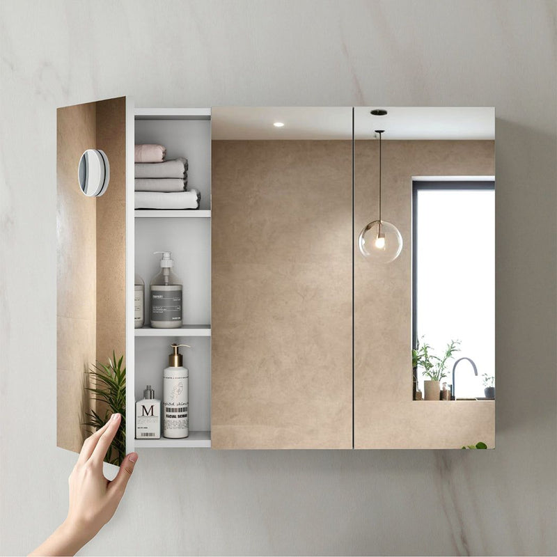 Levede Bathroom Mirror Storage Cabinet Vanity Mirror Makeup Wall Mounted 90x72cm