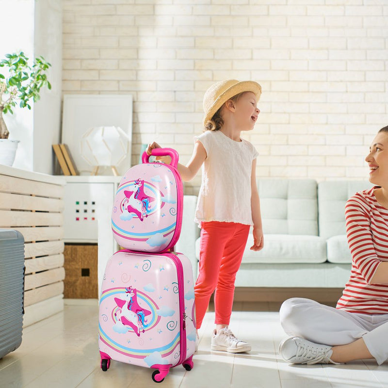 Bopeep 16''13'' 2Pcs Kids Luggage Set Travel Suitcase Child Bag Backpack Unicorn