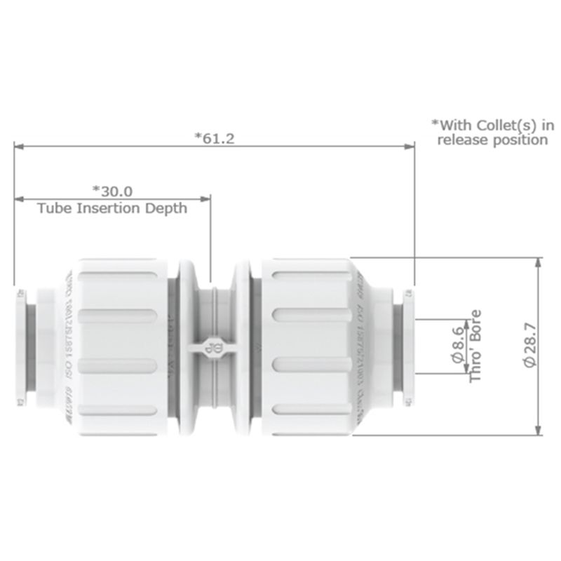 John Guest Watermark 12mm Equal Straight Connector - PEM0412W