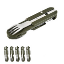7-in-1 Folding Camping Cutlery Set with Storage Bag Green