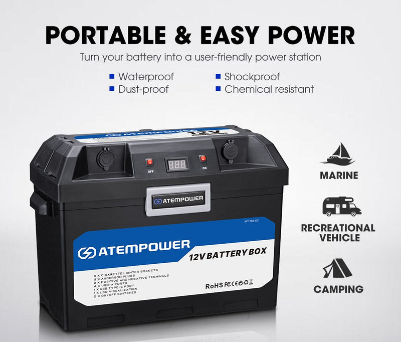 ATEM POWER Battery Box Dual Battery System with in built VSR Isolator