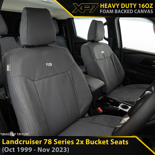 Razorback 4x4 XP7 Heavy Duty Canvas 2x Front Seat Covers suitable for a Toyota Landcruiser 78 Series (Made to Order)