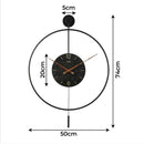 Yezi 50cm Large Wall Clock Modern Big Numeral Metal Round Face In/Outdoor Decor