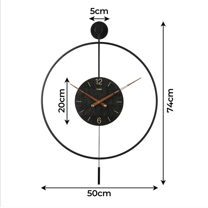 Yezi 50cm Large Wall Clock Modern Big Numeral Metal Round Face In/Outdoor Decor
