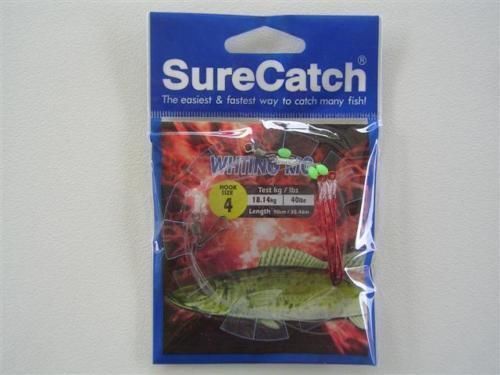 Surecatch Whiting Rig with Size 4 Chemically Sharpened Hooks and Lumo Beads