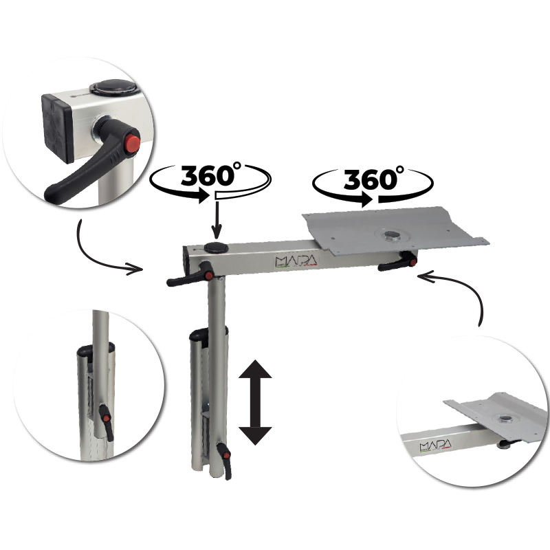 Nuova Mapa Onda | Swivel Aluminium Table Leg - Silver Anodized