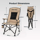 San Hima Folding Camping Chair Portable Outdoor Thick Padding Recliner Khaki