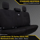 Razorback 4x4 GP4 Standard Neoprene Rear Row Seat Covers suitable for a Toyota Landcruiser 76 Series Post Facelift (GDJL76R)