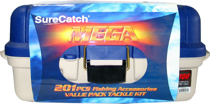 Surecatch 201 Piece Mega Fishing Pack - 3 Tray Tackle Box - Assorted Tackle Kit