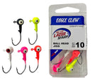 10 Pack of 1/8oz Size 1/0 Eagle Claw Lazer Sharp Ball Head Jigs-Assorted Colours