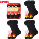 3 Pairs Black Heat Socks: Winter Warm Thermal Crew Boot Socks