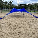 Extra Large Beach Tent Sun Shelter with UPF50+ Protection, Stability Poles, and Ground Pegs - Blue (Includes 4 Poles)