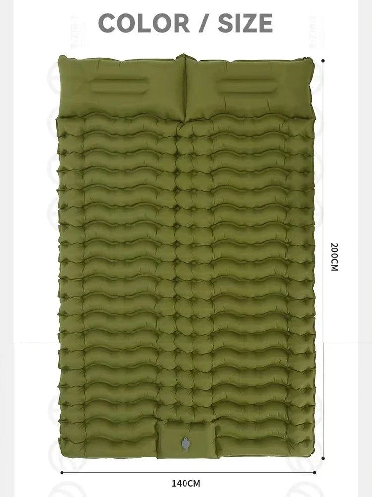 Double Self-Inflating Sleeping Pad Pillows Green