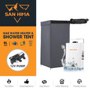 San Hima Shower Awning Tent Instant Fold-Out Ensuite & 8L Gas Hot Water Heater