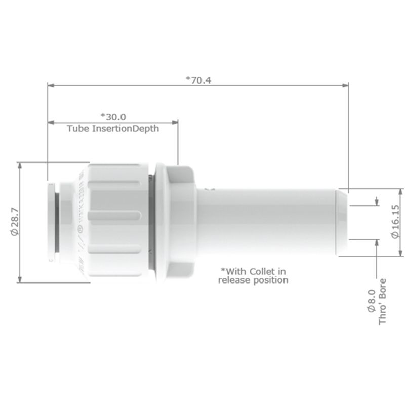 John Guest Watermark 12mm Stem Reducer - PEM061612W