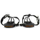 Bikelane Black Alloy Pedal and Nylon Toe Clip with Straps Set