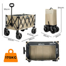 Lambu Folding Trolley Wagon Cart Outdoor Camping Shopping Beach Cart Khaki