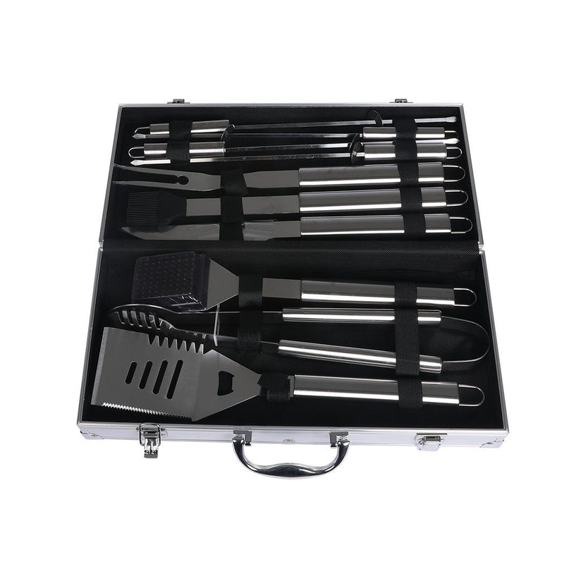 Moyasu 10 Pcs BBQ Tool Set Stainless-Steel Case Grill Fork Knife Tong Brush