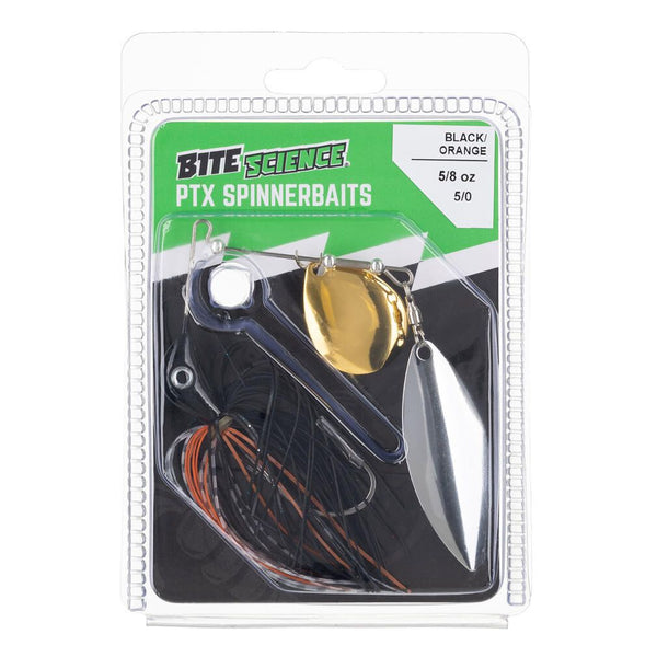 Bite Science 5/8oz PTX Spinnerbait Lure - Black / Orange