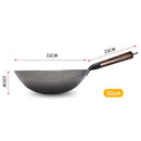 32cm Hand-Forged Iron Wok Pure Iron Non-Coated Stir Fry Pan Brown