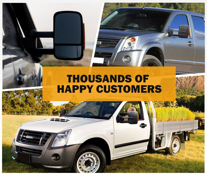 Pair Extendable Towing Mirrors Gen1 for Isuzu D-MAX DMax 2007-2011 Black