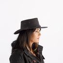 Didgeridoonas Dark Brown Buffalo Leather Outback Wide Brim Bush Hat