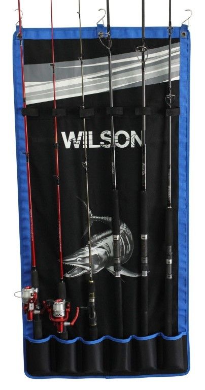 Wilson Wall Mount Fishing Rod Holder – Holds 6 Rods or Combos – Heavy Duty