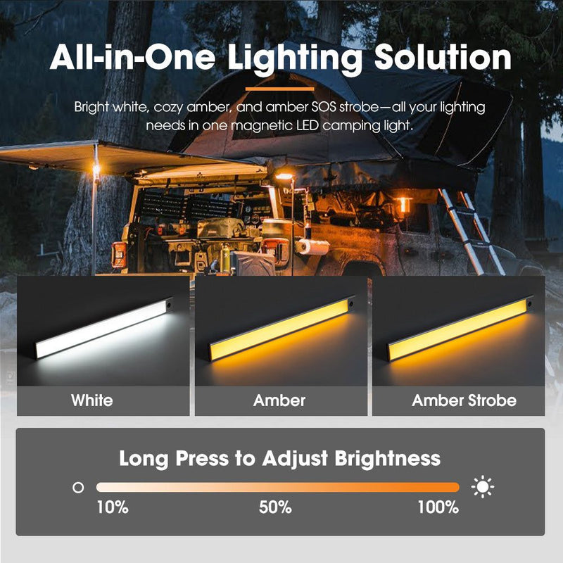 San Hima LED Camping Strip Light White Amber Lamp w/ Rechargeable Battery Sliver