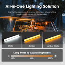 San Hima LED Camping Strip Light White Amber Lamp w/ Rechargeable Battery Sliver