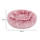 Pawz Pet Bed Cat Dog Donut Nest Calming Mat Soft Plush Kennel Pink L