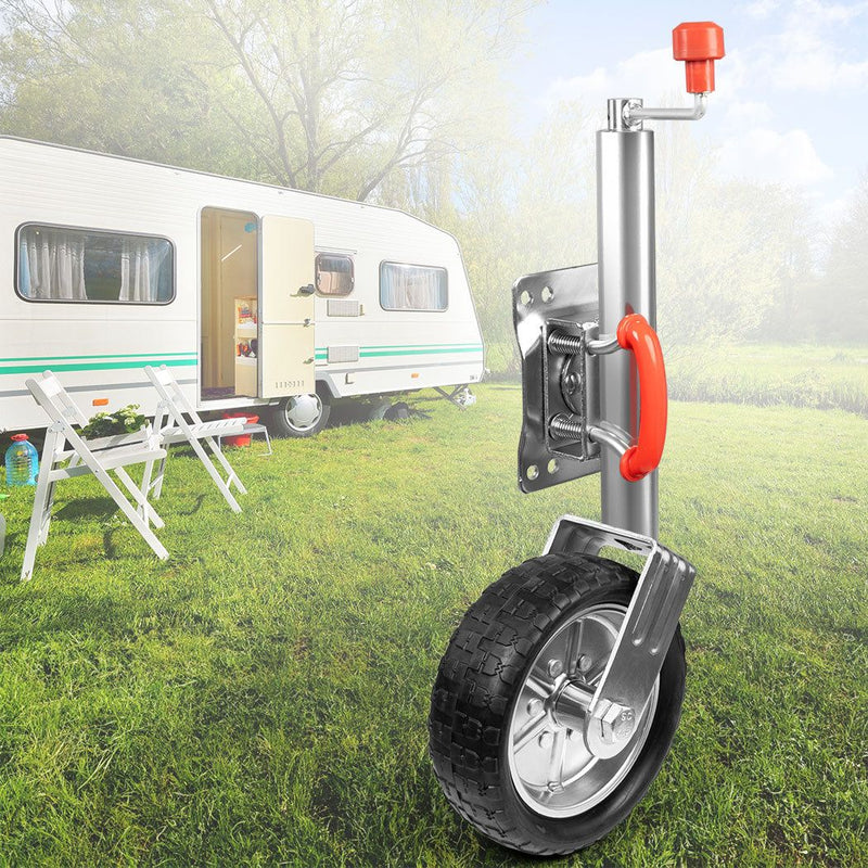 Jockey Wheel 10 inch Swing Up 1000kg Rubber Wheels Bolt On Trailer Caravan Boat