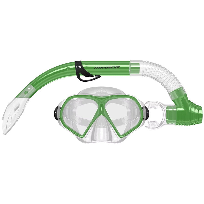 Mirage Tropic Green Adult Silitex Snorkel & Mask Set with Tempered Lens