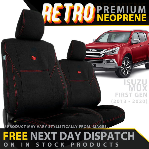 Isuzu MU-X UC Retro Premium Neoprene 2x Front Seat Covers (In Stock)