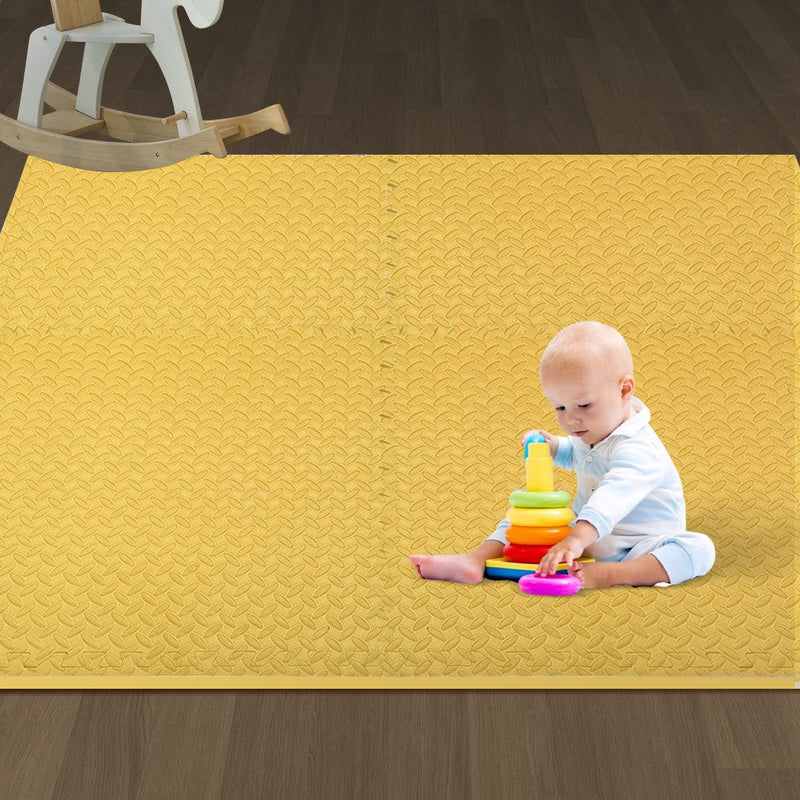 Bopeep EVA Foam Kids Play Mat Floor Kid Crawling Interlocking Home Yellow 60x60