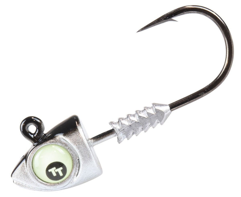 3 Pack of TT Fishing Big EyeZ Silver/Black Jigheads with Glow Eyes